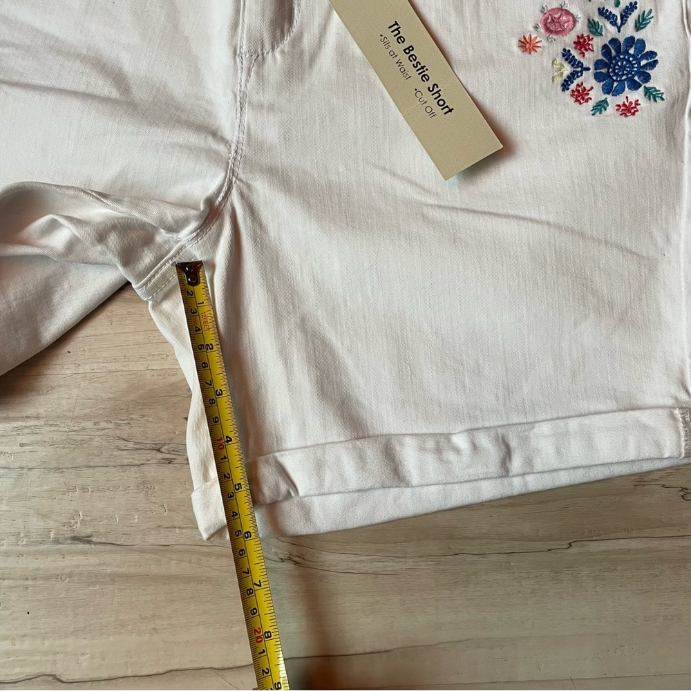 Embroidered White Denim Shorts - Picture 5 of 10